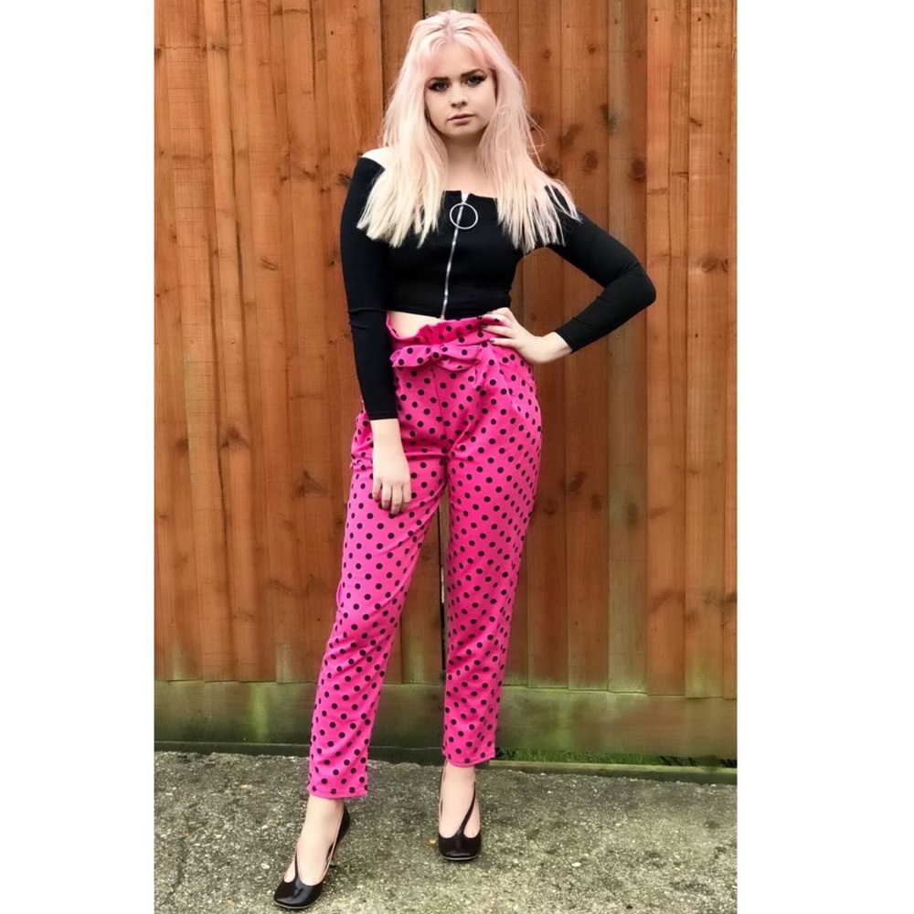 Pink Polka Dot Cigarette Trousers / Pants - NWT